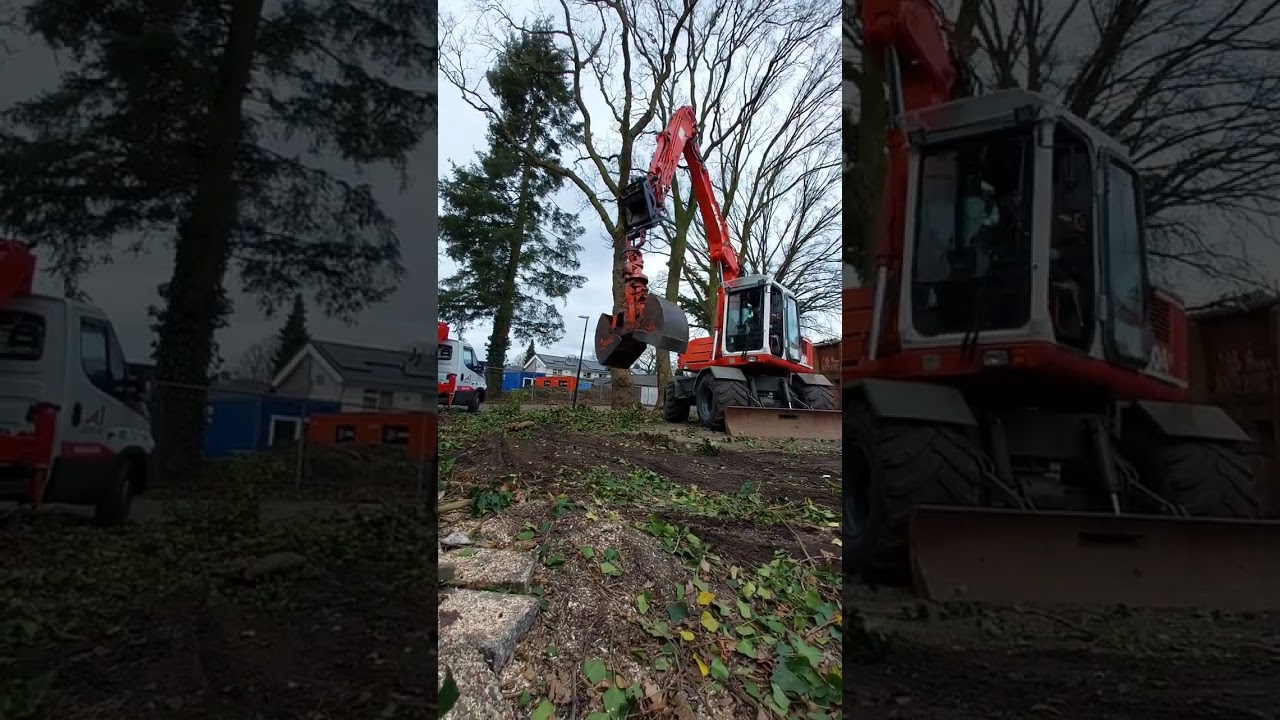 Atlas 1304 snoeihout ruimen met de Knijpbak. @atlasgmbh321 #excavator #mobilecranes #bagger 