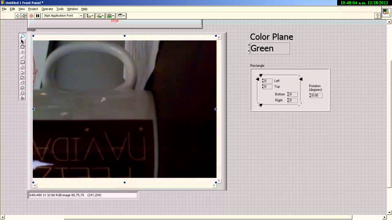 Detección de tamaños Labview