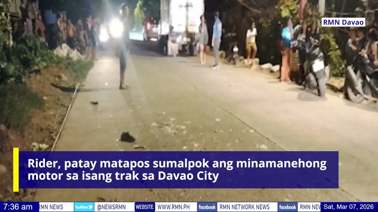Rider, patay matapos sumalpok ang minamanehong motor sa isang trak sa Davao City