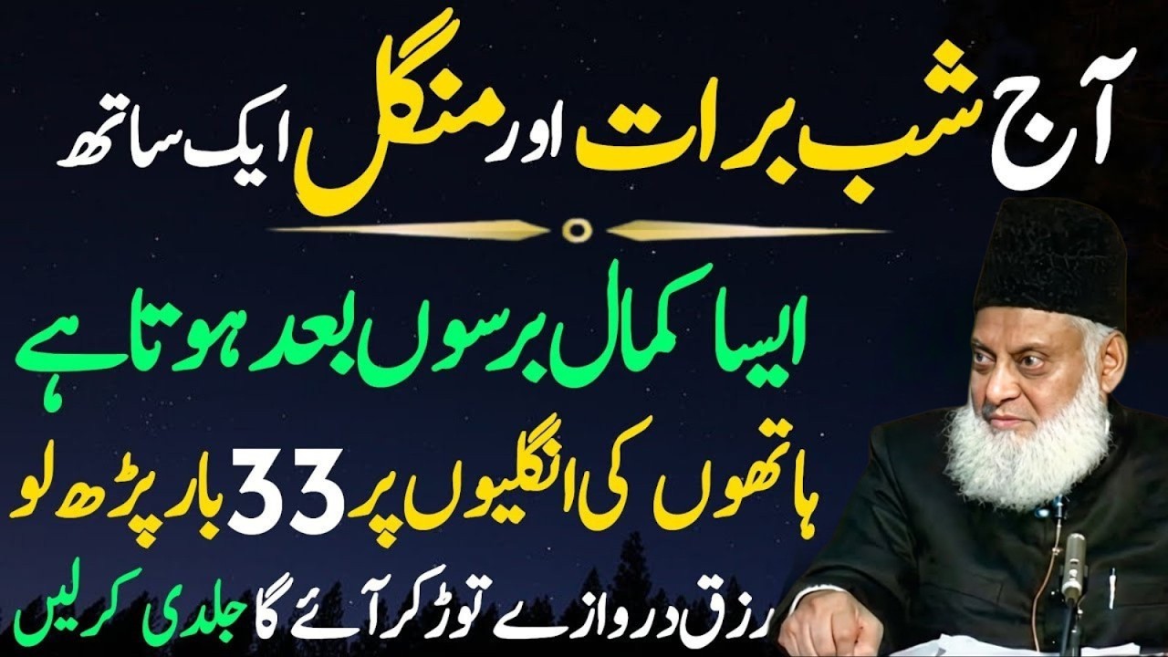 Aaj Shab-e-Barat Aur Mangal Ek Sath! Barson Baad Aisa Mauqa | Hath Par 33 Parho | Dr Israr Ahmad
