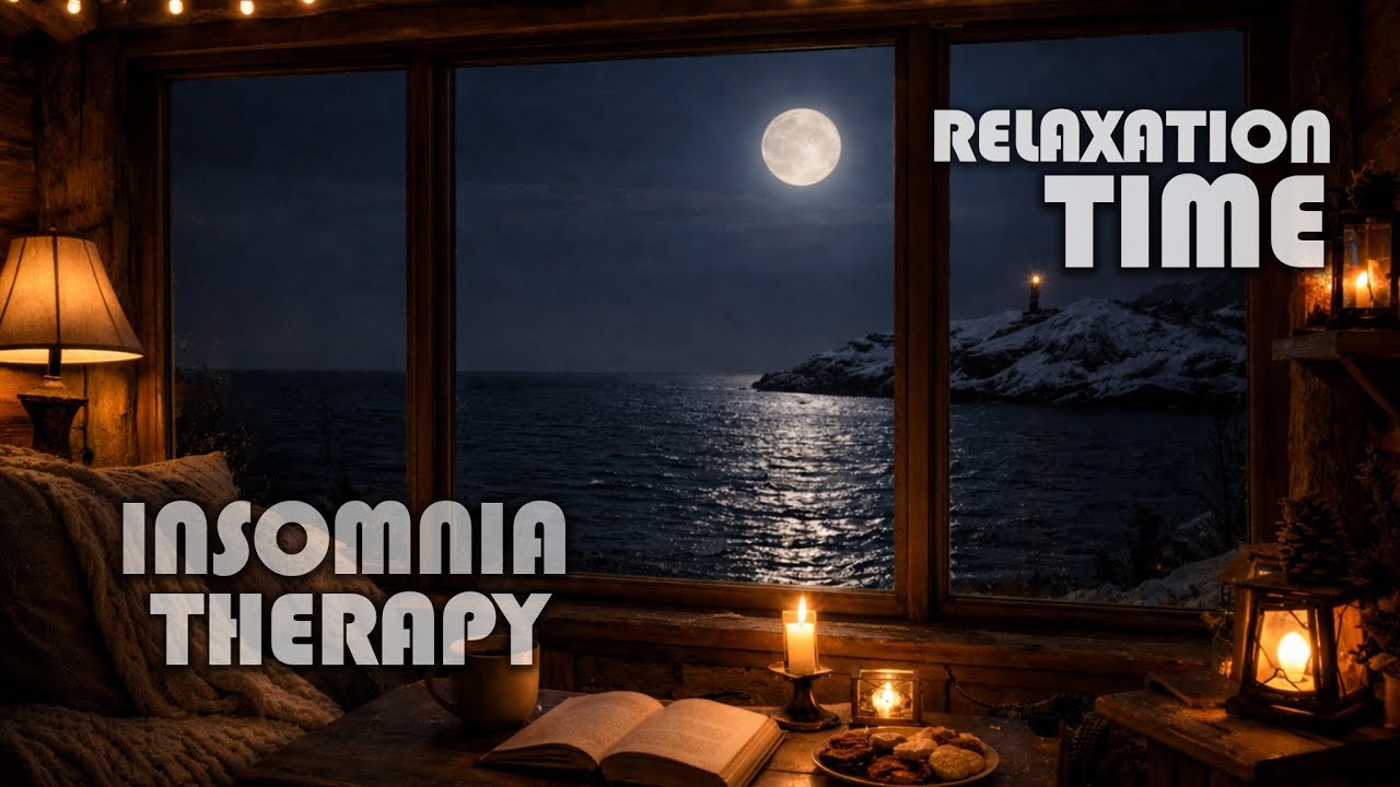 Cozy Cabin by the Sea at Night ❄️🌊 | Snowfall Ocean View ASMR for Deep Sleep & Relaxation