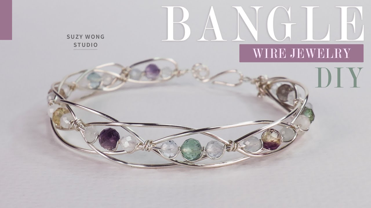 Braided Fluorite Wire Wrap Bangle Tutorial | Easy DIY Jewelry | How to make