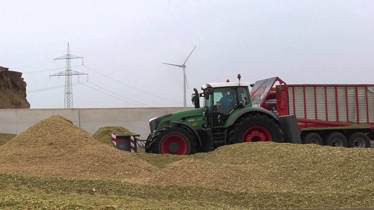 Maishäckseln 2014 BGA Mais schieben mit John Deere 7810 und Fendt 936 Vario Full HD Sound
