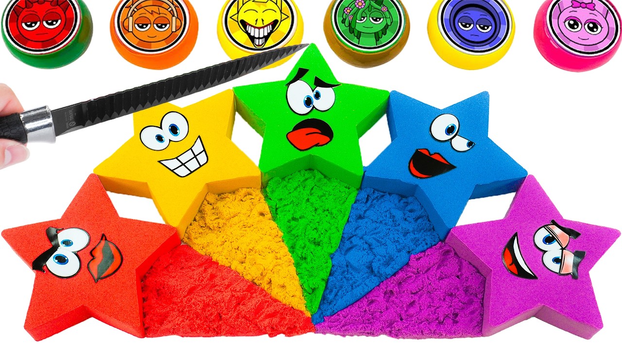 Satisfying Video | How To Make Rainbow Star From Kinetic Sand Cutting ASMR | Yo Yo Candy