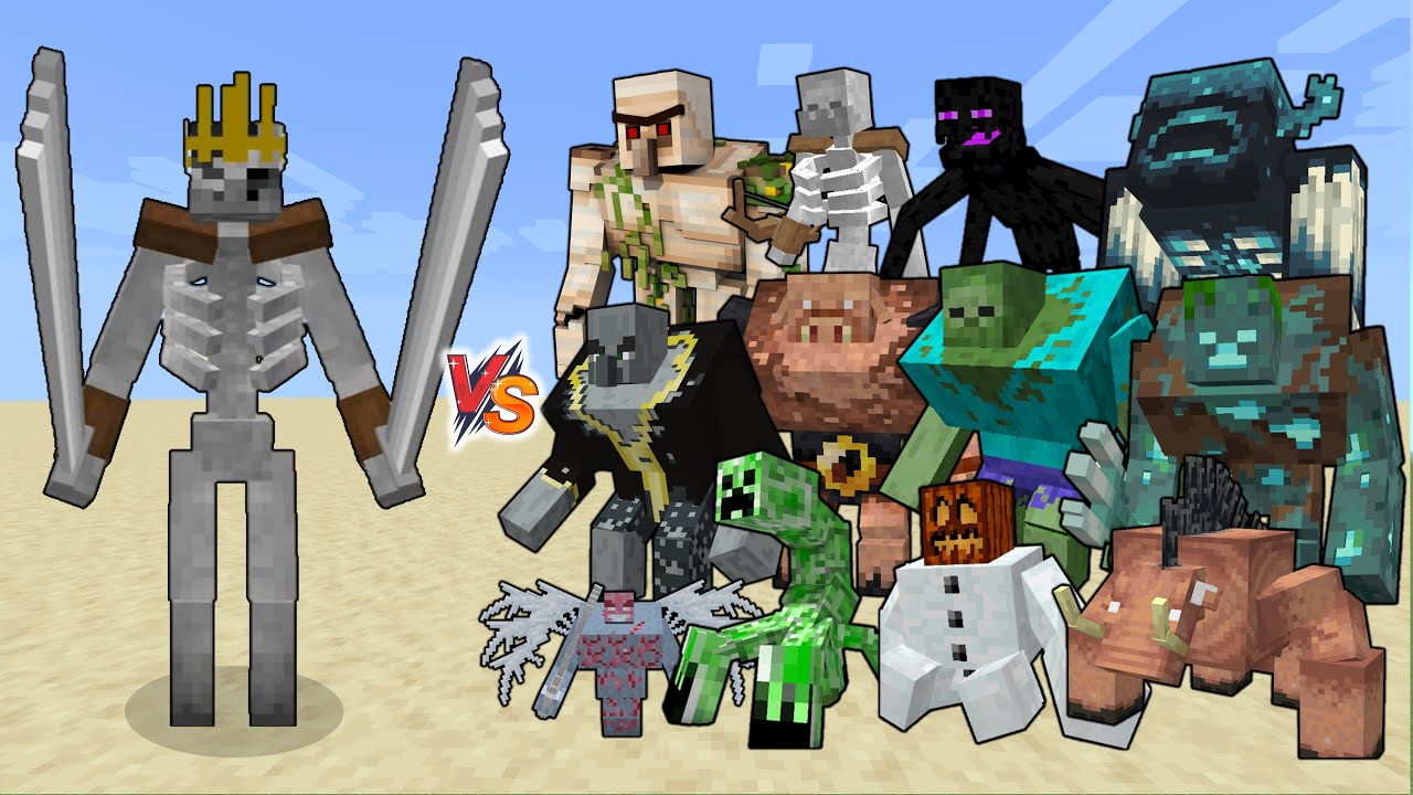 SKELETON KING vs All mutant mobs in Minecraft - Skeleton King vs Mutant creatures