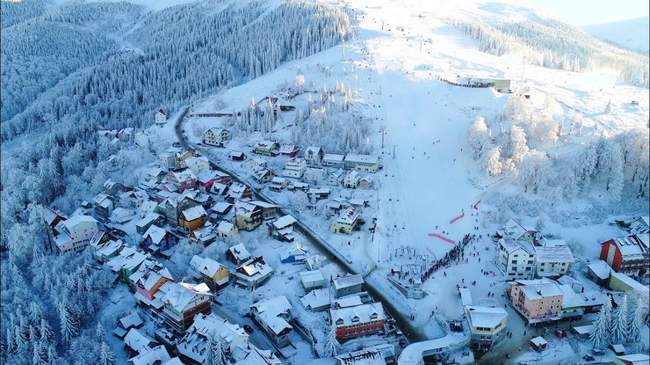 Statiunea Straja vazuta din drona - Ianuarie 2020