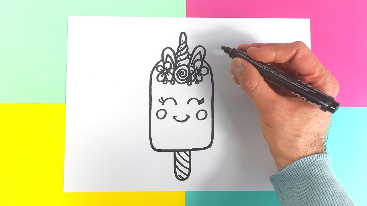 Comment dessiner un glace kawaii ?