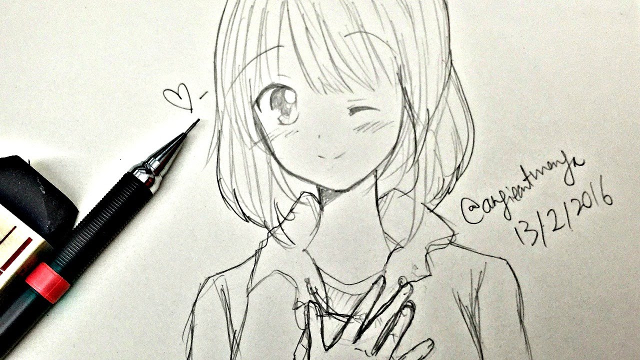 How to draw a manga girl (slow and real time)