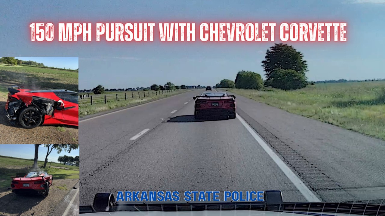 Arkansas State Police vs. Chevrolet Corvette - 150MPH pursuit ends w/ PIT maneuver in Missouri #pit