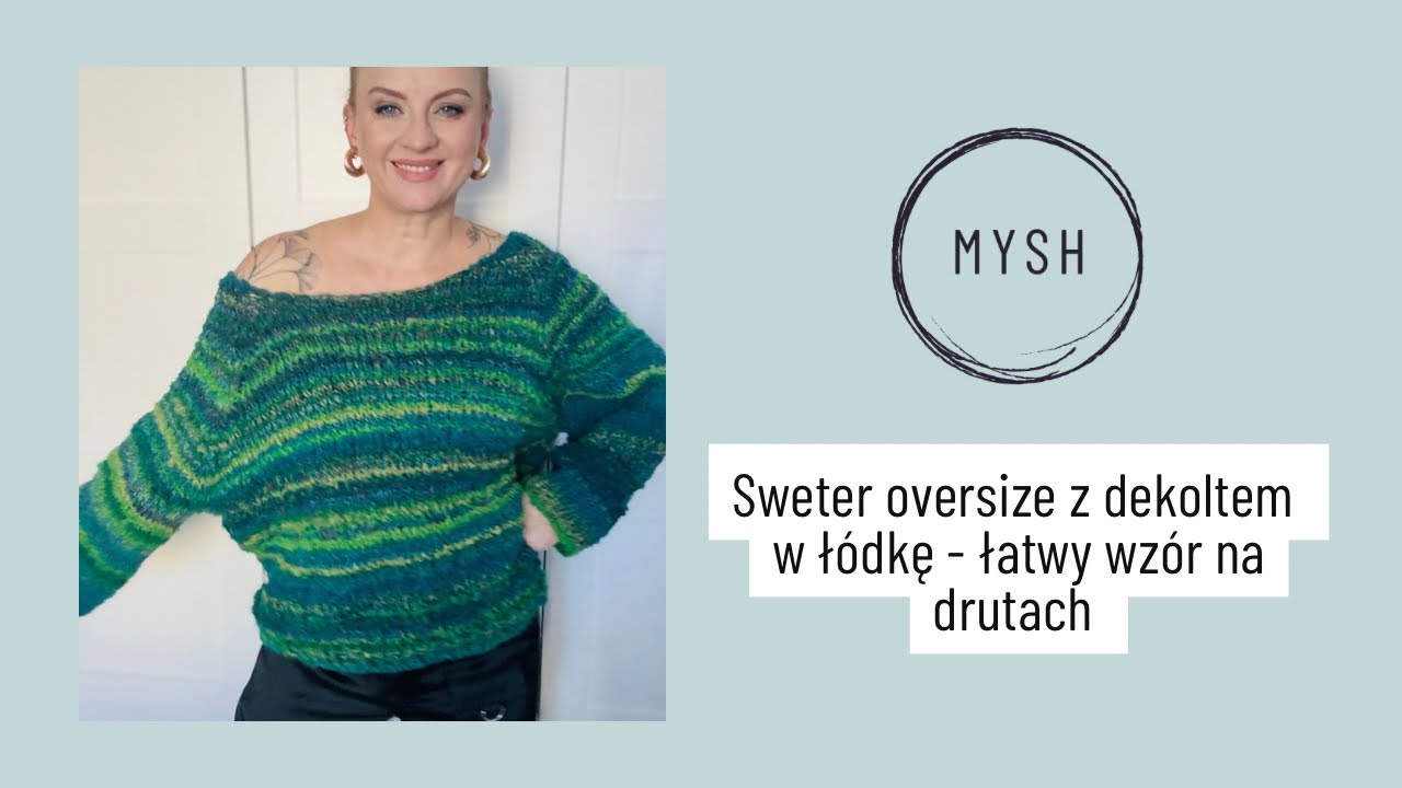 Sweter Crazy oversize z dekoltem w ł&oacute;dkę- łatwy wz&oacute;r raglan dla początkujących