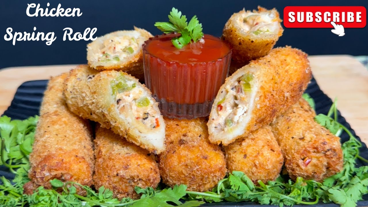 Chicken Spring Roll|Crispy Chicken Bread Roll|Chicken Cheese Roll|Ramadan Special|Chicken Bread Roll