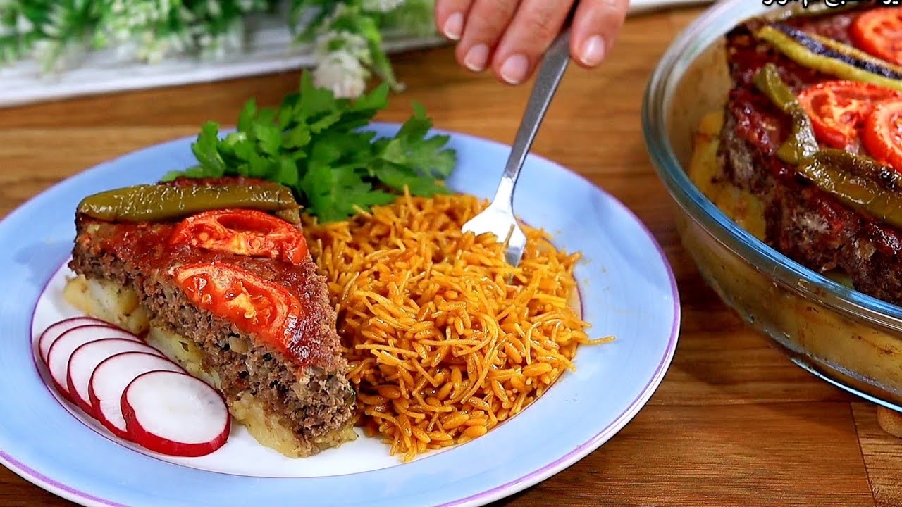 تبسي كباب | صينية كفتة بالبطاطس في الفرن سهلة ولذيذة مع بديل سريع للأرز