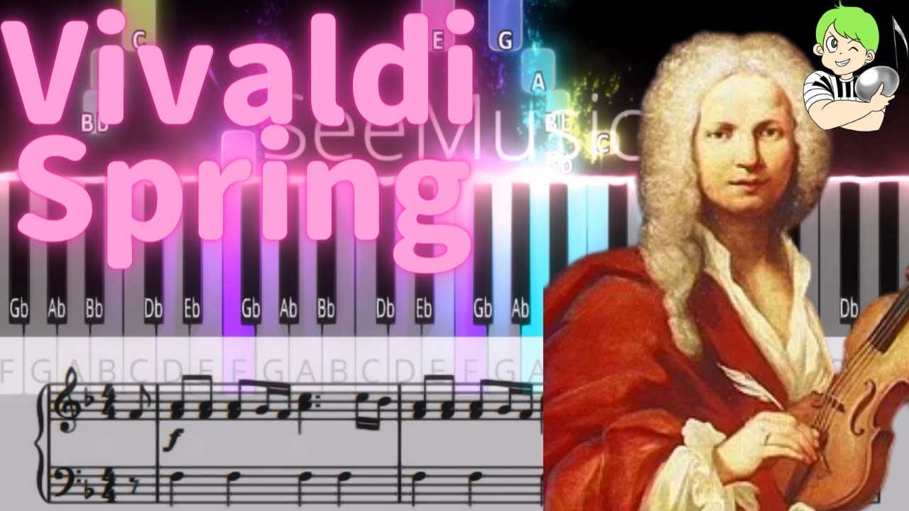Spring - from The Four Seasons - Antonio Vivaldi -Medium - Piano tutorial - with sheet music