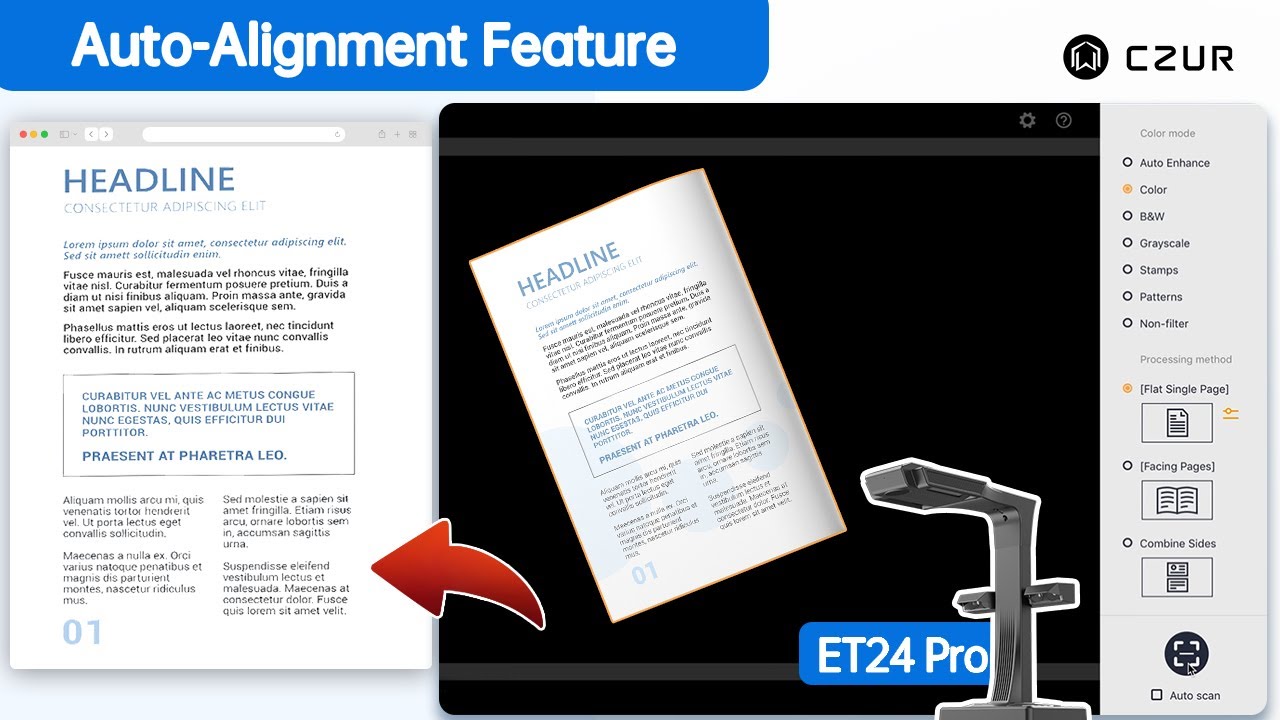 CZUR ET24 Pro丨Auto-Alignment Feature