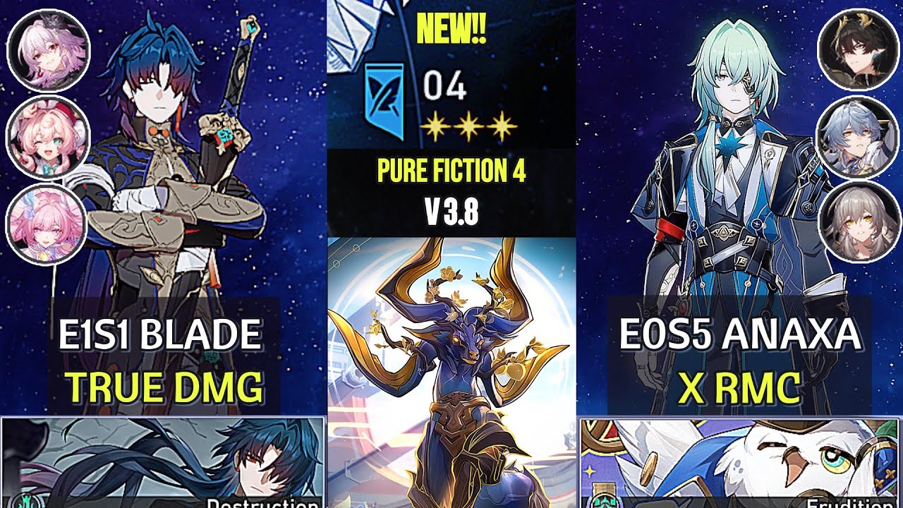 E1S1 Blade True DMG & E0S5 Anaxa x RMC | Pure Fiction 4 (3 Stars) | Honkai Star Rail 3.8