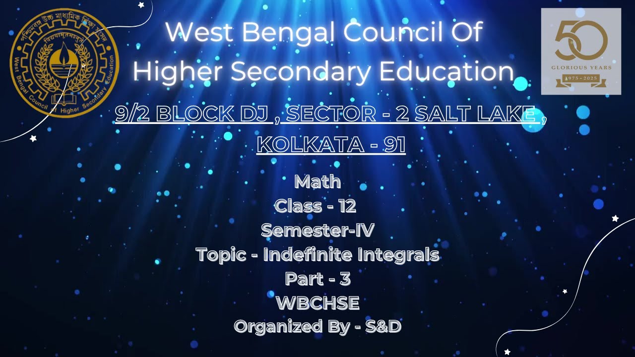 Math Semester IV Indefinite Integrals Part   3