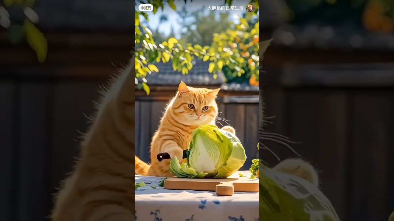 Cats in the garden and making their own food menu 