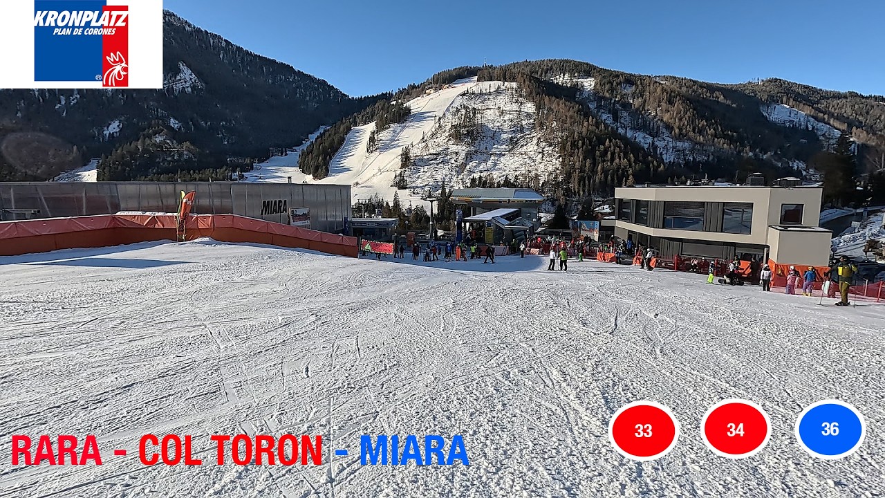 PLAN DE CORONES | 4K | BEST SKI RESORT | RARA #33 - COL TORON #34 -  MIARA #36 SLOPES | KRONPLATZ