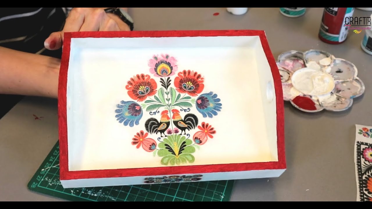 Tehnica Decupajului ∣ Tavă lemn cu motive tradiționale ∣ Tutorial pas cu pas