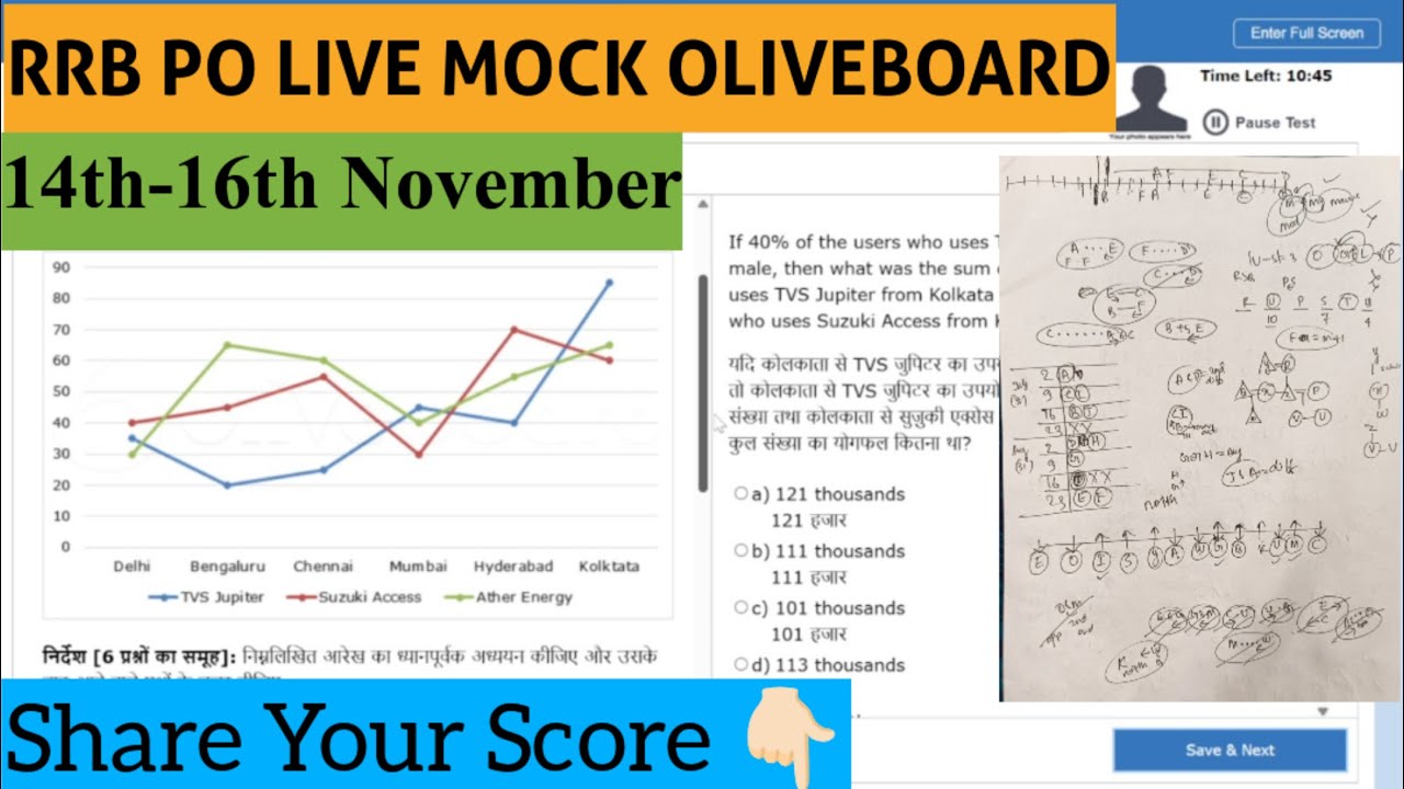 🎯RRB PO Live Mock-Oliveboard✍️| Let's Score Together💯|#rrb #rrbpo2025 #rrbpo #testbook #mocksolution
