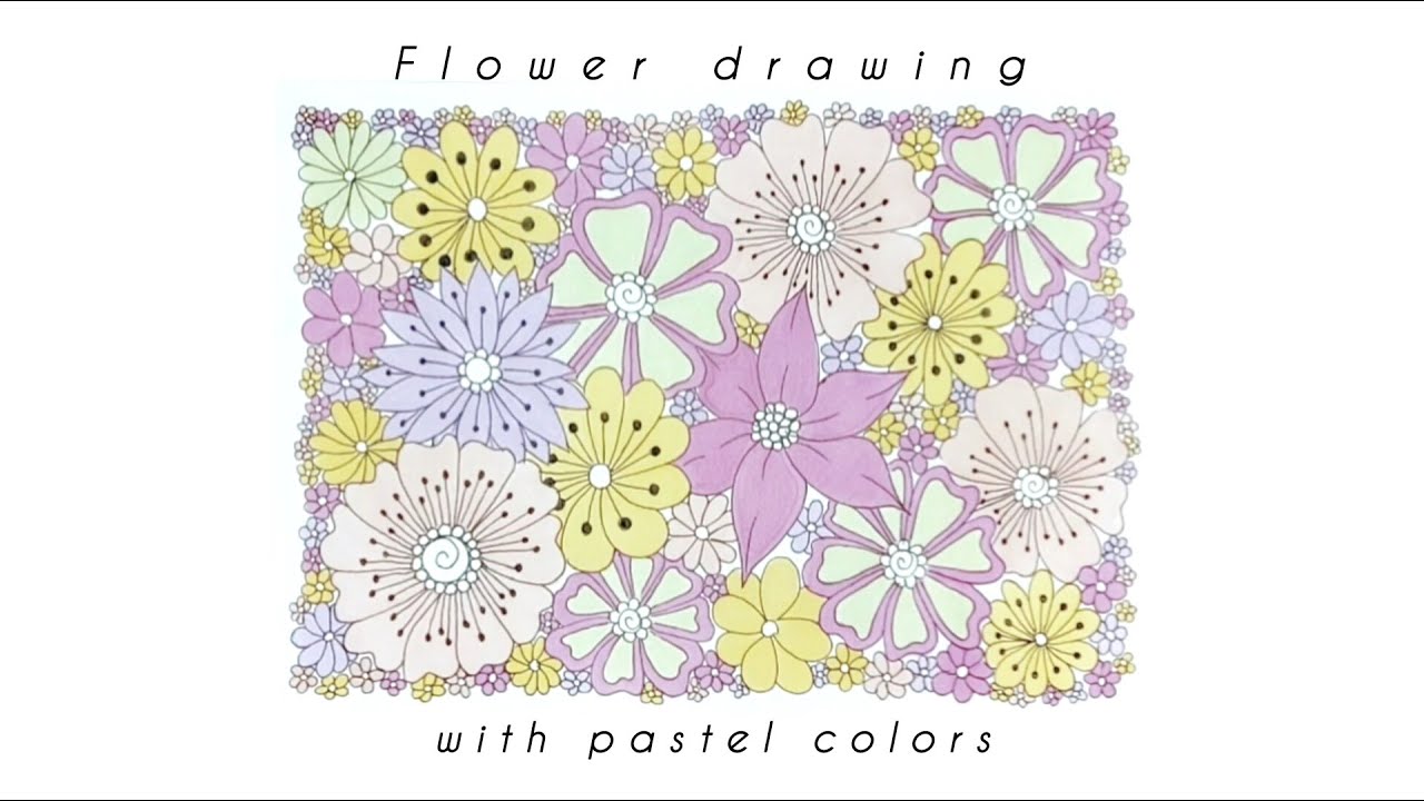 Zentangle flowers for beginners 🔸 Flower drawing with pastel colors