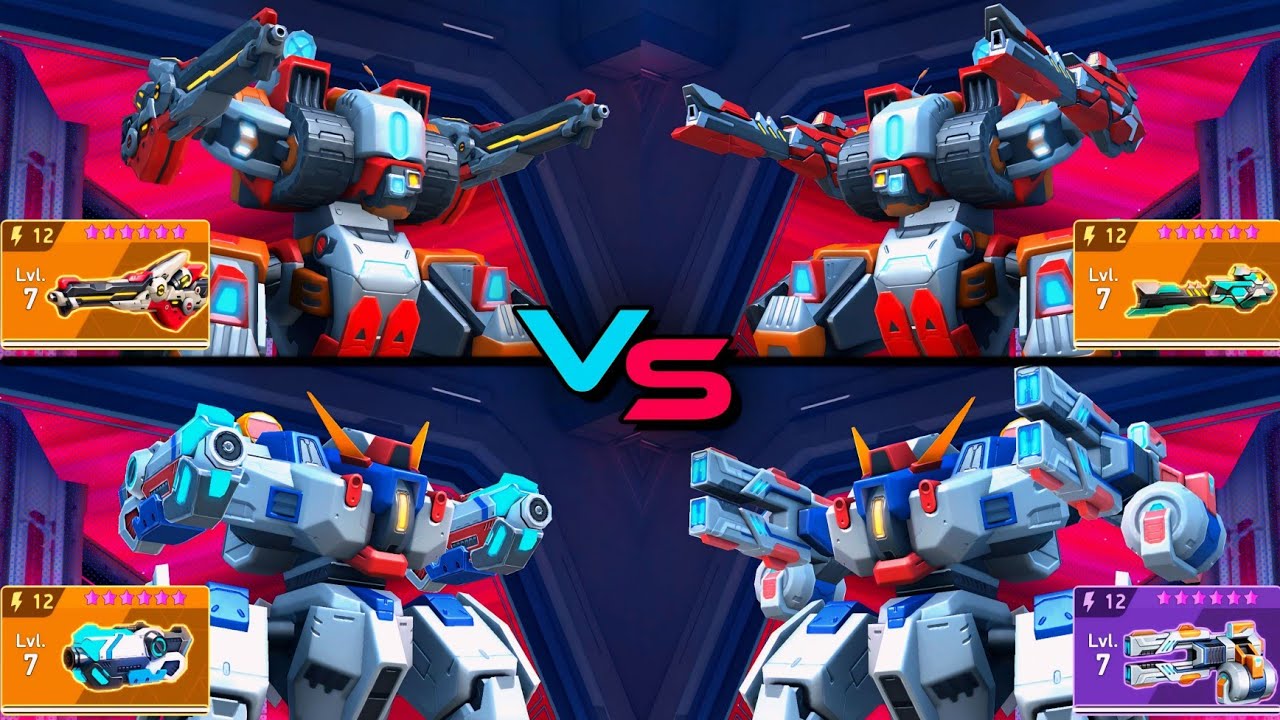 Tetra Rifle 12 vs Railgun 12 vs EM Rifle 12 vs Quantum Gun 12 - Bastion - Mech Arena