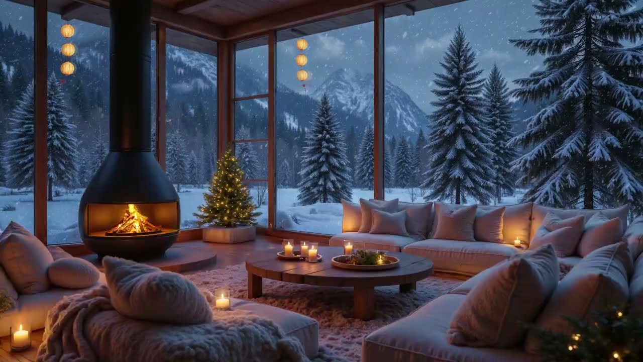 Winter Piano for 3 Hours 🎹 Soft Piano, Falling Snow & Fireplace Sounds for Relaxing, Sleep, Study ❄️