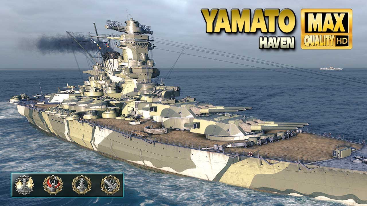Линкор «Ямато» на карте «Хейвен» — World of Warships