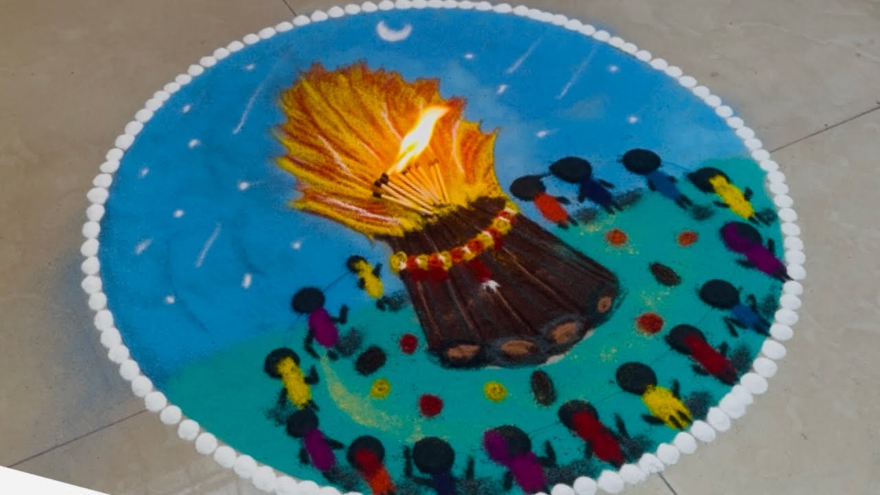 होलीका 🔥दहन के लिए आसान सी रंगोली / Holi🔥 special easy and beautiful rangoli design / Holi🔥Rangoli 