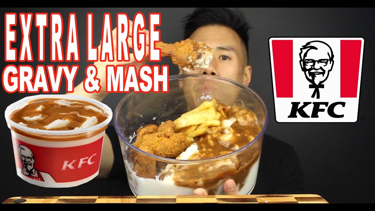 [MUKBANG] THE BIGGEST KFC GRAVY & MASH WITH FRIED CHICKEN-HOMEMADE