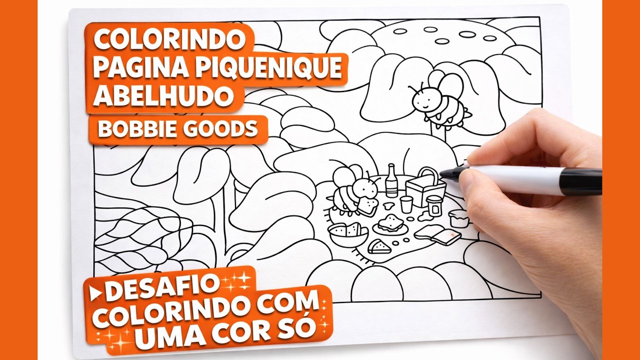 Colorindo Bobbie Goods com UMA COR SÓ! 🐝💛 Desafio Piquenique Abelhudo #bobbiegoodscoloringbook #art