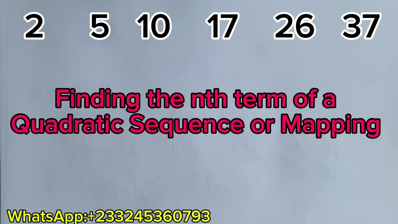 Mapping | Rule of a quadratic Mapping and sequence