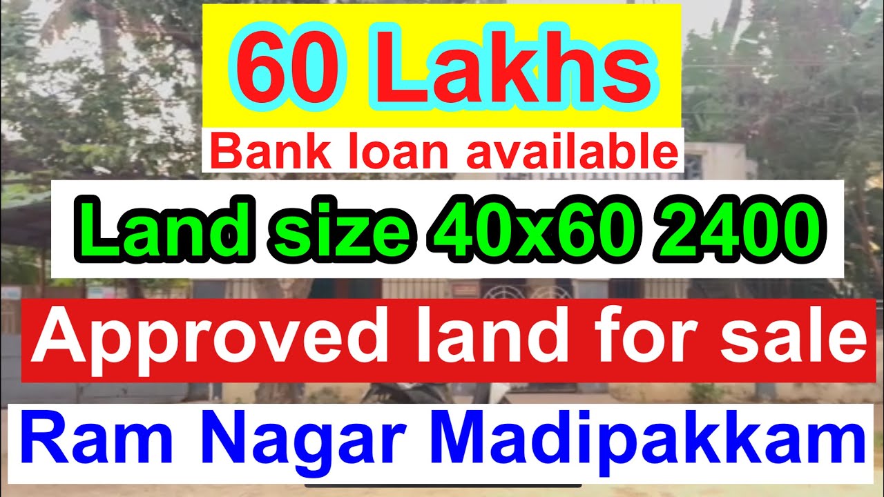 Approved land size 40 X 60 2400 South facing 30 feet Road Ram nagar in Madipakkam 1 crore 68 Lakhs