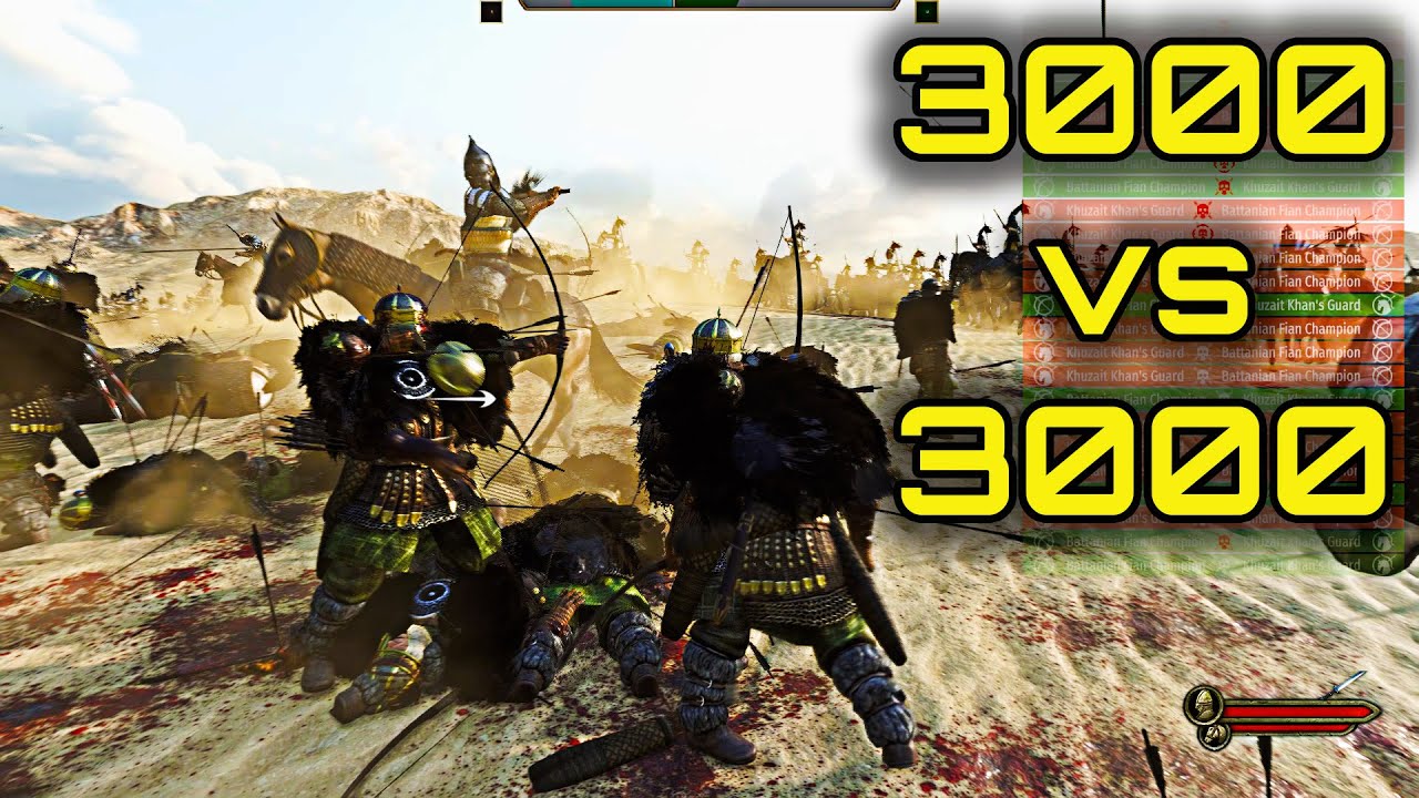 Battanian Fian Champion vs Khuzait Khan's Guard - 3000vs3000  - Mount&Blade II Bannerlord