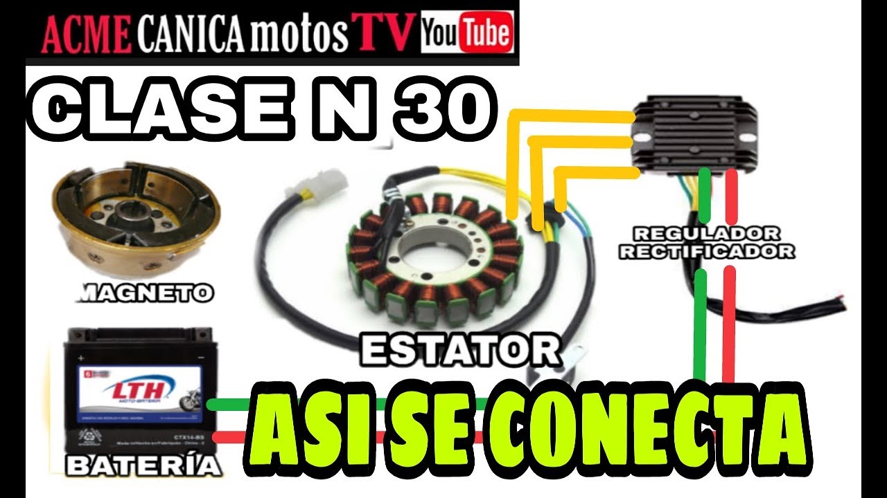 Así se CONECTA el REGULADOR y ESTATOR de MOTOCICLETA  (clase N 30)