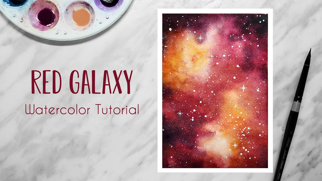 RED GALAXY | How to Paint a Galaxy | Watercolor Tutorial