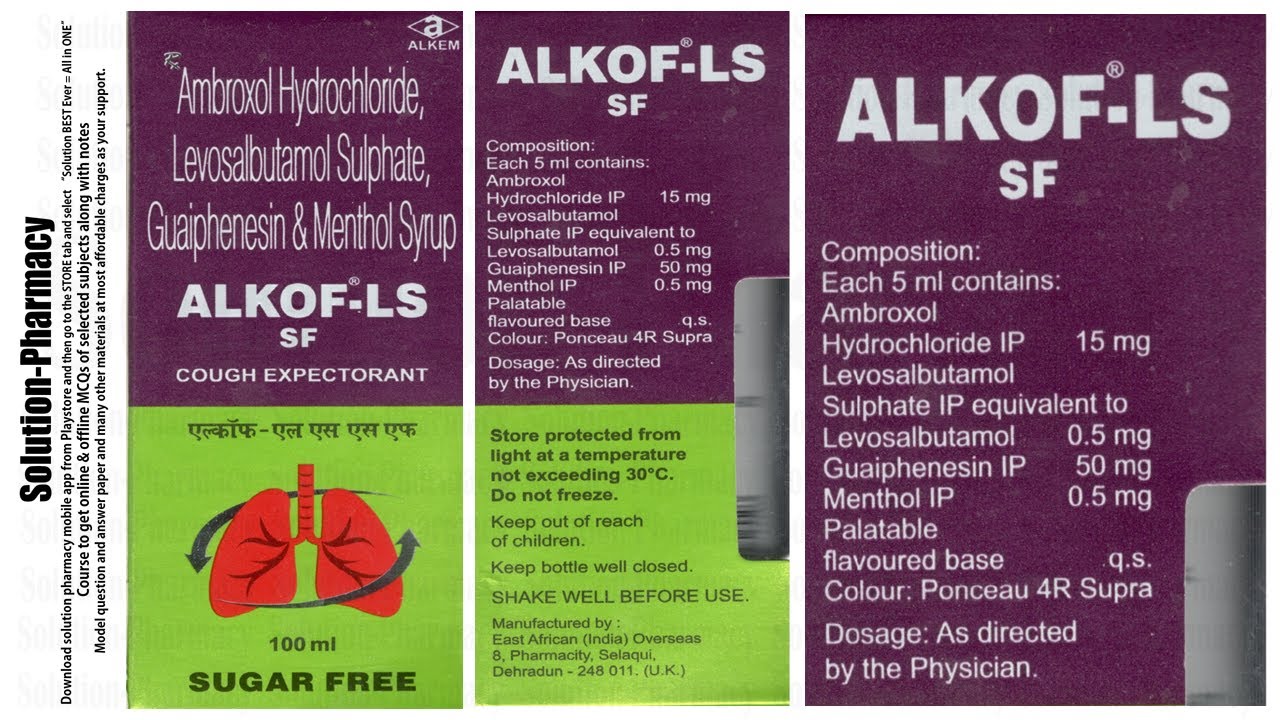 Alkof LS Sugar Free Syrup | Expectorants | Management of Asthma | Expel Cough | Bronchodilator
