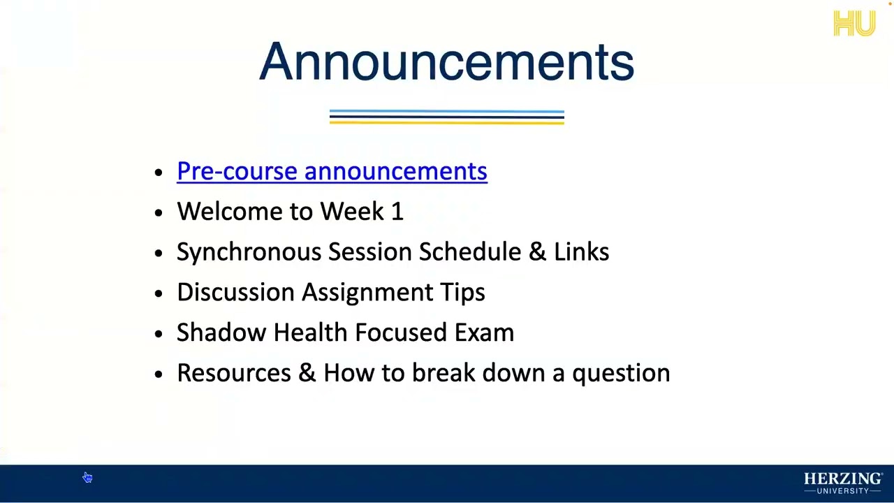Week 1 Synchronous Session