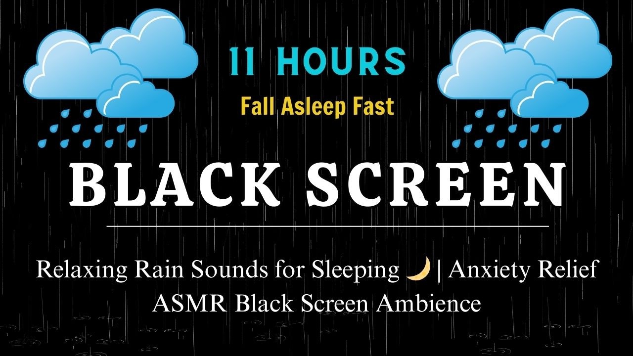 Relaxing Rain Sounds for Sleeping | Anxiety Relief ASMR Black Screen Ambience