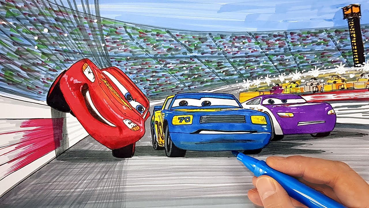 Draw CARS LIGHTNING McQUEEN squeezing through Floyd . Drawing Coloring for Kids | Tim Tim TV