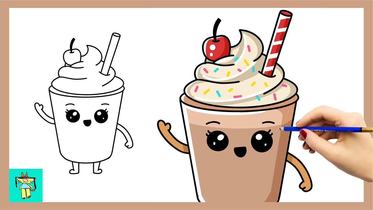 How to Draw Cute Chocolate Drink Character ☕💖 | Kawaii Food Art Illustration