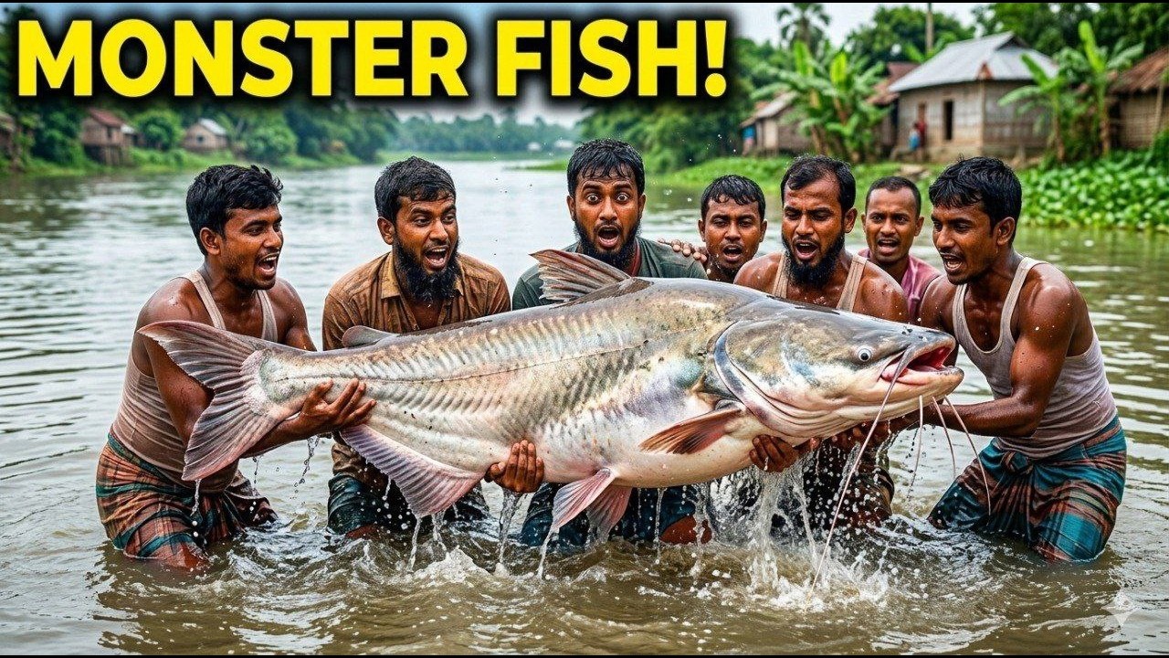 Unbelievable Big Fish Catch in Village Pond! 🐟 Net Fishing in Bangladesh #fishingvideo