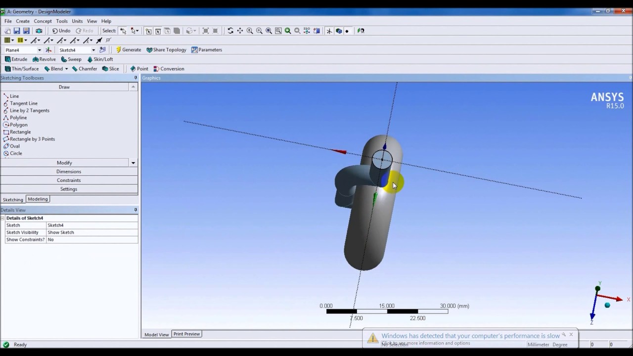 Ansys DesignModeler Tutorial 1 - Sketching and 3D Operations