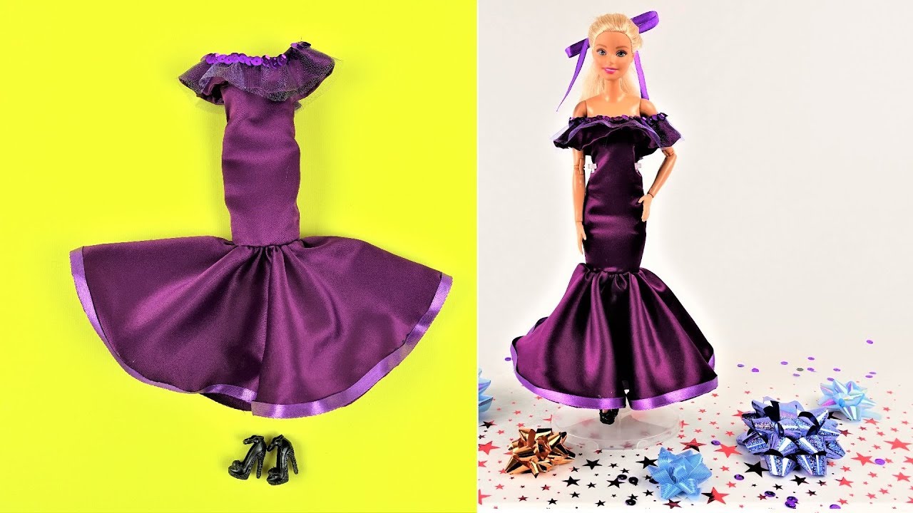 DIY Barbie Evening Gown - Barbie Fashion Clothes Tutorial for  Girls