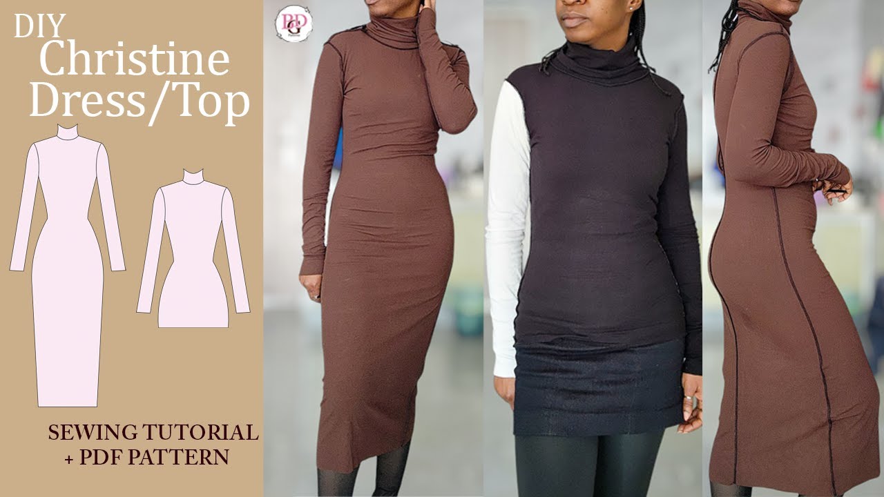 Sew Along: The Christine Turtleneck dress and top | DIY Midi Dress/Top | BG DRESSMAKING PATTERNS