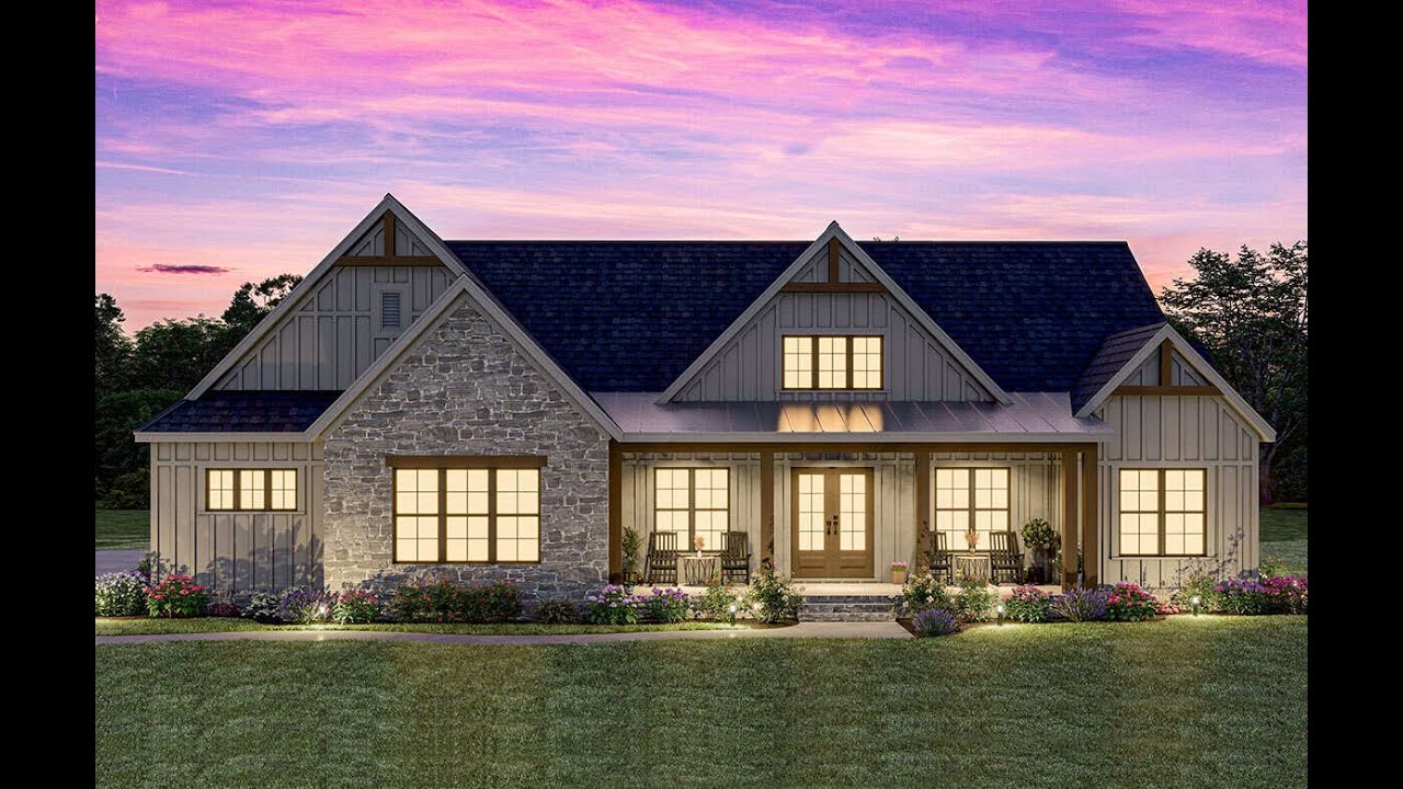 EXCLUSIVE MODERN FARMHOUSE PLAN 009-00388 WITH INTERIOR