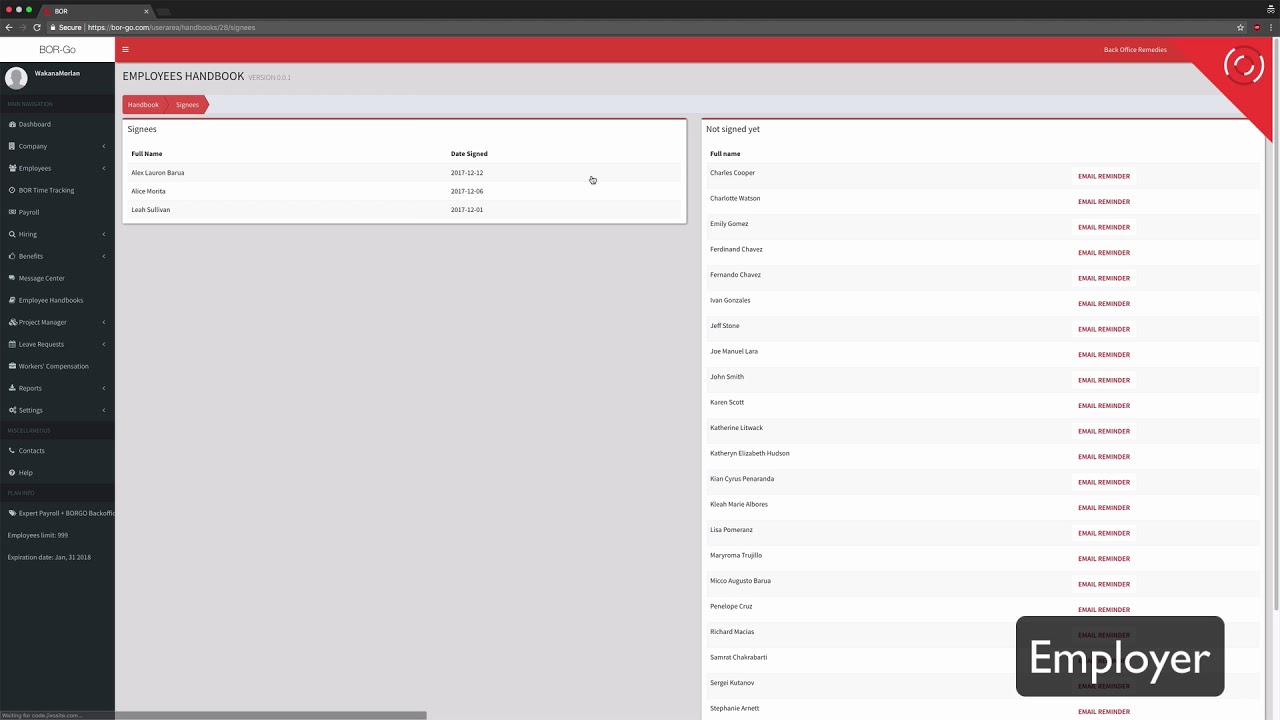 [BOR-Go] Employee Handbook Tutorial