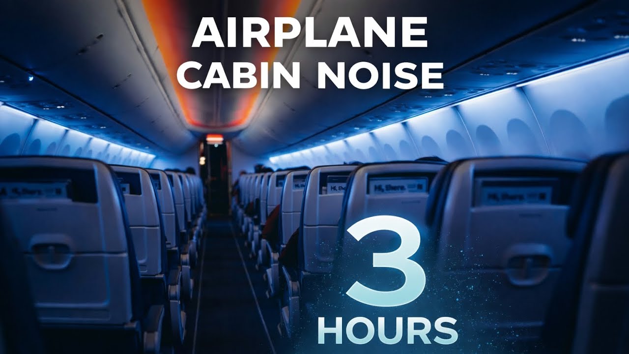 Airplane Cabin Noise ✈️ 3 Hours – Deep Focus & Study Sounds