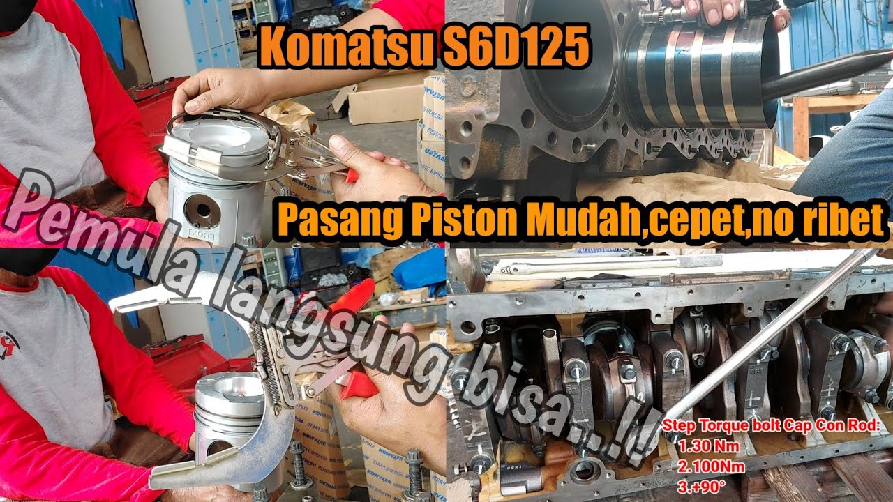 How to install piston and ring,Komatsu S6D125-1