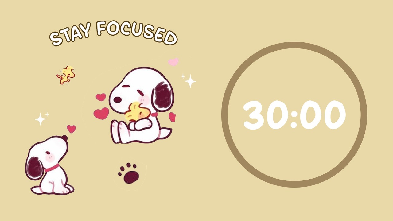 🐾 Study with Me | Snoopy Love and Hug | 30/5 Timer | Chill Lo-fi 🎶 | 4 Hour Focus Session